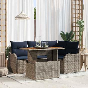 ARDEBO.de - Gartensofa-set 5 stk. 4-Sitzanzahl Grau und Marineblau
