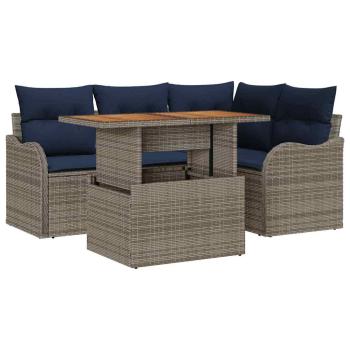 Gartensofa-set 5 stk. 4-Sitzanzahl Grau und Marineblau