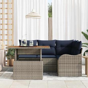 Gartensofa-set 5 stk. 4-Sitzanzahl Grau und Marineblau