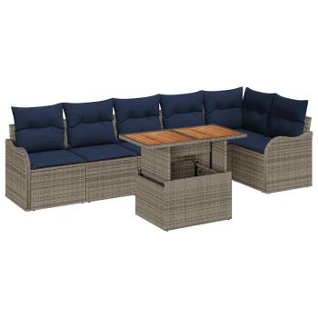 Gartensofa-set 7 stk. 6-Sitzanzahl Grau und Marineblau