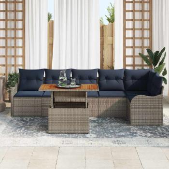 Gartensofa-set 7 stk. 6-Sitzanzahl Grau und Marineblau