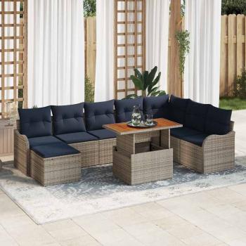 ARDEBO.de - Garten-Sofa-Set 9 stk. Grau und Marineblau