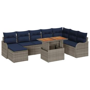 Garten-Sofa-Set 9 stk. Grau und Marineblau
