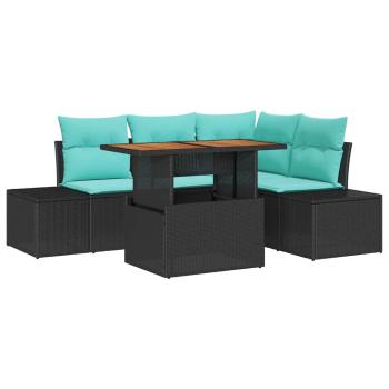 Gartensofa-set 5 Stk. 4-Sitzanzahl Schwarz Poly-Rattan