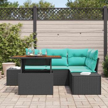 Gartensofa-set 5 Stk. 4-Sitzanzahl Schwarz Poly-Rattan