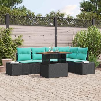 ARDEBO.de - Garten-Sofa-Set 6 stk. 5-Sitzanzahl Schwarz und Teal