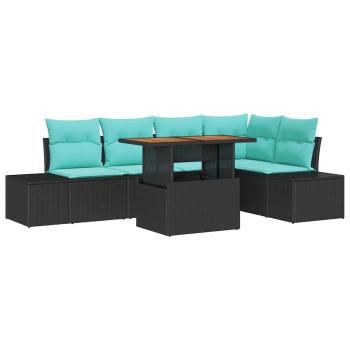 Garten-Sofa-Set 6 stk. 5-Sitzanzahl Schwarz und Teal