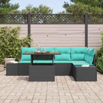 Garten-Sofa-Set 6 stk. 5-Sitzanzahl Schwarz und Teal