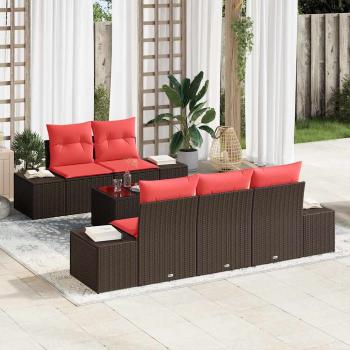 ARDEBO.de - Garten-Sofa-Set 6 stk. Beige und Rot Poly-Rattan