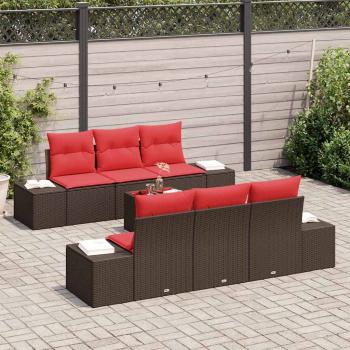 Garten-Sofa-Set 8 stk. Beige und Rot Poly-Rattan