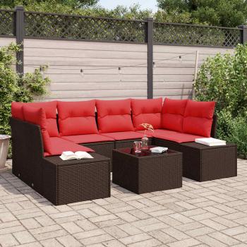 ARDEBO.de - Garten-Sofa-Set 8 stk. Beige und Rot Poly-Rattan