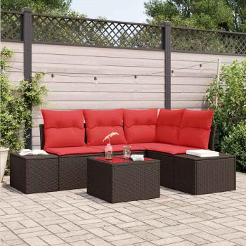 ARDEBO.de - Gartensofa-set mit Speicher Braun und Rot Poly-Rattan