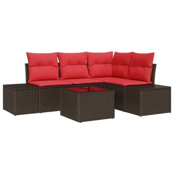 Gartensofa-set mit Speicher Braun und Rot Poly-Rattan