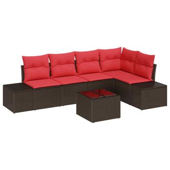 Gartensofa-set mit Speicher Braun und Rot Poly-Rattan