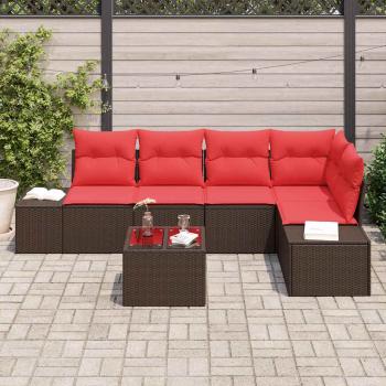 Gartensofa-set mit Speicher Braun und Rot Poly-Rattan