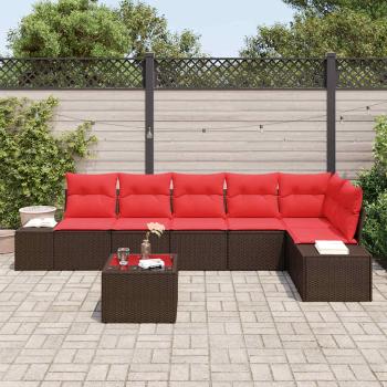 Gartensofa-set mit Speicher Braun und Rot Poly-Rattan