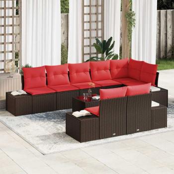 ARDEBO.de - Gartensofa-set mit Speicher Braun und Rot Poly Rattan