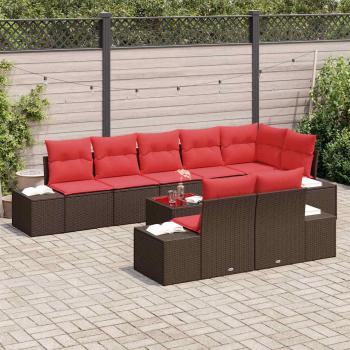 Gartensofa-set mit Speicher Braun und Rot Poly Rattan