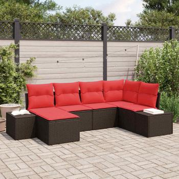 ARDEBO.de - Garten-Sofa-Set 6 stk. Braun und Rot Poly-Rattan