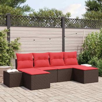 ARDEBO.de - Garten-Sofa-Set 4 stk. Braun und Rot Poly-Rattan