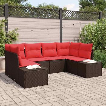 ARDEBO.de - Gartensofa-set 6 stk. 6-Sitzanzahl Braun und Rot Poly Rattan