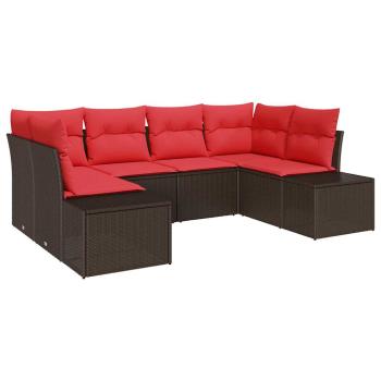 Gartensofa-set 6 stk. 6-Sitzanzahl Braun und Rot Poly Rattan