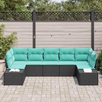 Gartensofa-set 7 stk. 7-Sitzanzahl Schwarz und Türkis