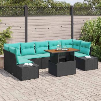 ARDEBO.de - Garten-Sofa-Set 8 stk. Schwarz Poly Rattan