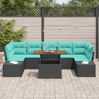 Garten-Sofa-Set 8 stk. Schwarz Poly Rattan
