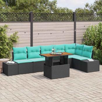 ARDEBO.de - Garten-Sofa-Set 7 stk. Schwarz Poly Rattan