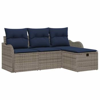 Gartensofa-set 4 stk. 3-Sitzanzahl Grau und Marineblau