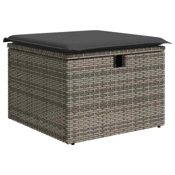 Sofa Set mit Kissen mit Speicher Grau Poly-Rattan