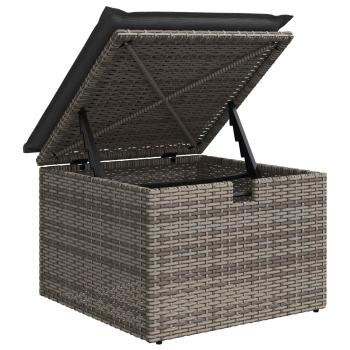 Sofa Set mit Kissen mit Speicher Grau Poly-Rattan