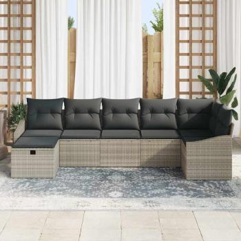 Sofa Set 7 stk. Hellgrau Poly-Rattan