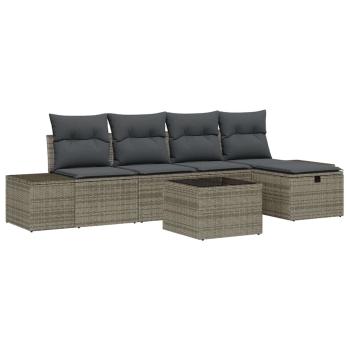 Gartensofa-set 6 stk. Grau Poly-Rattan
