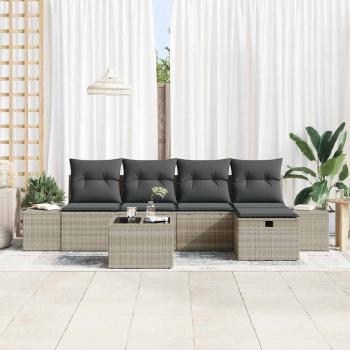 Gartensofa-set 6 stk. Hellgrau Poly-Rattan