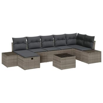 Gartensofa-set 8 stk. Grau Poly-Rattan