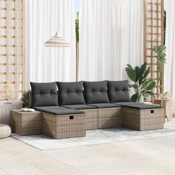 ARDEBO.de - Gartensofa-set 6 stk. Grau Poly-Rattan