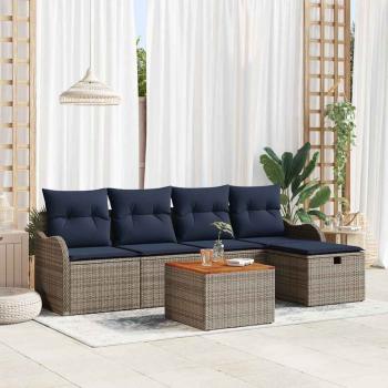 ARDEBO.de - Gartensofa-set 6 stk. Grau Poly-Rattan