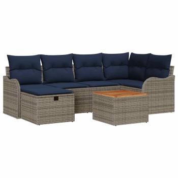 Gartensofa-set 7 stk. Grau Poly-Rattan