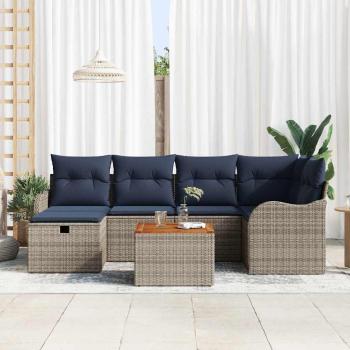 Gartensofa-set 7 stk. Grau Poly-Rattan