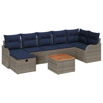 Gartensofa-set 8 stk. Grau Poly-Rattan
