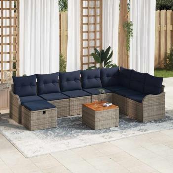 ARDEBO.de - Gartensofa-set 9 stk. Grau Poly-Rattan