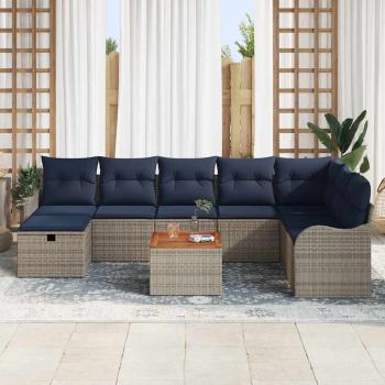 Gartensofa-set 9 stk. Grau Poly-Rattan