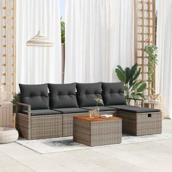 ARDEBO.de - Gartensofa-set 6 stk. Grau Poly-Rattan