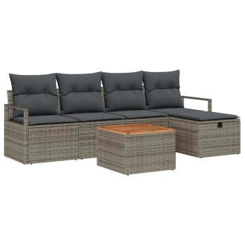 Gartensofa-set 6 stk. Grau Poly-Rattan