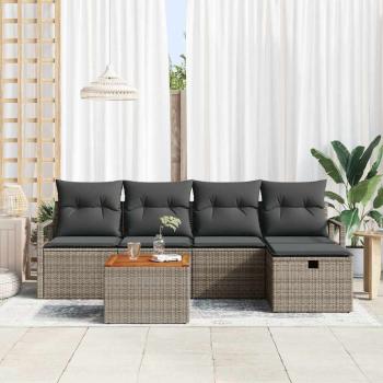 Gartensofa-set 6 stk. Grau Poly-Rattan