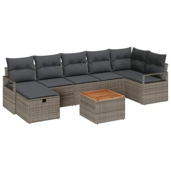 Gartensofa-set 8 stk. Grau Poly-Rattan