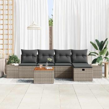 Gartensofa-set 6 stk. Grau Poly-Rattan