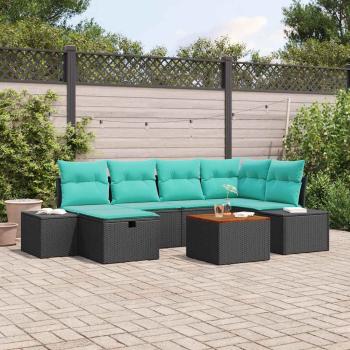 ARDEBO.de - Gartensofa-set 7 stk. Schwarz Poly-Rattan